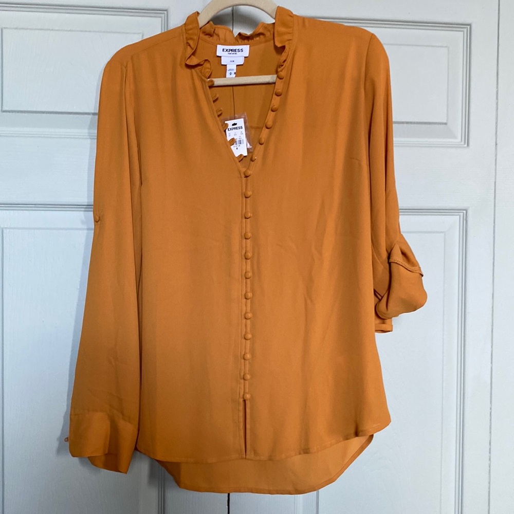 Express ruffle collar Portofino Mustard Yellow Dark Gold Slim Medium